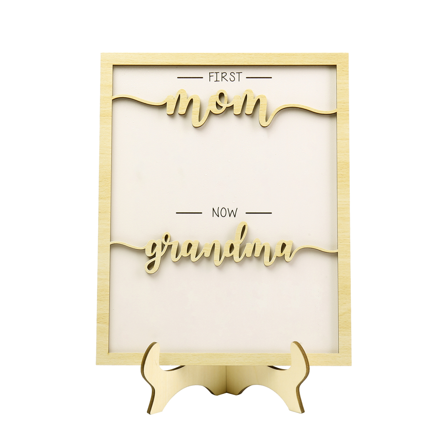 12 Names - Personalized Customized Birth Flower Home Frame Wooden Decoration for Mom/Grandma