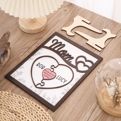 2 Names - Personalized Home Frame Wooden Decoration Customizable with Two Texts, Love Pieces Wooden Board Painting for Mom
