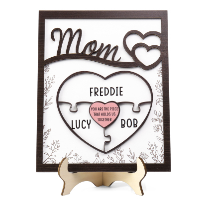 3 Names - Personalized Home Frame Wooden Ornaments Cute Bear Style Ornaments for Mom