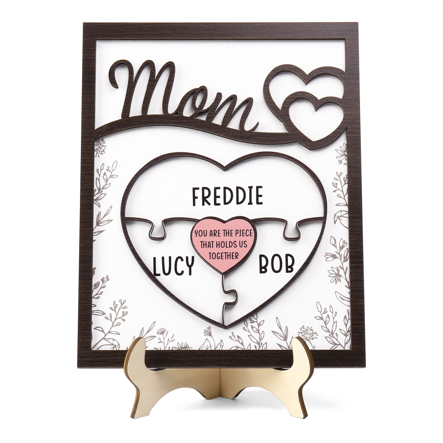 2 Names - Personalized Home Frame Wooden Ornaments Cute Bear Style Orn