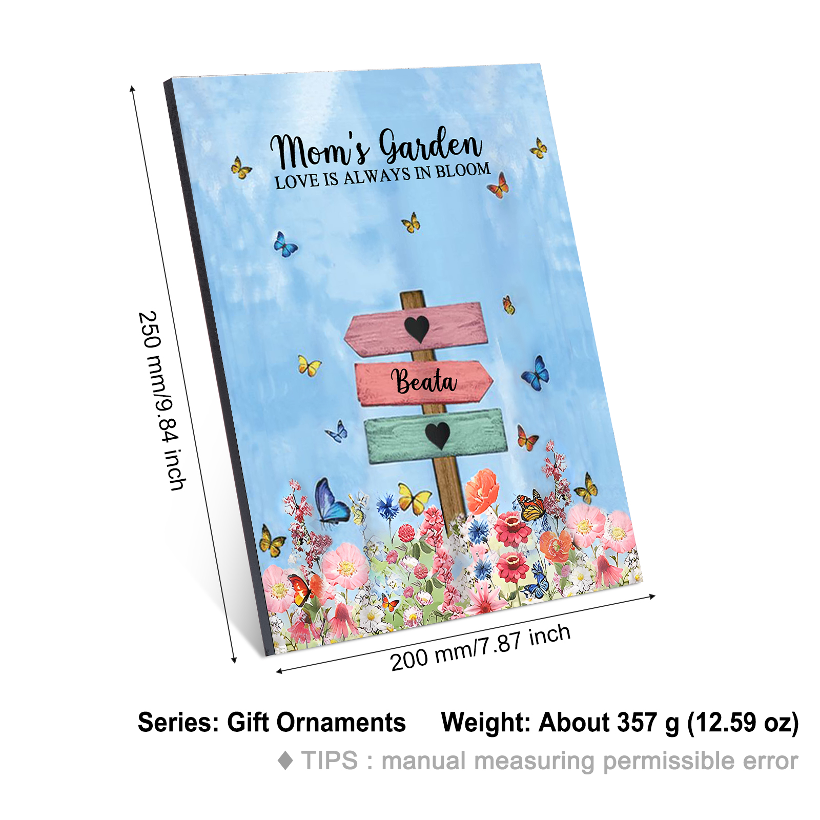 1 Name - Personalized Cute Elephant Style Home Frame Wooden Ornament with Customizable Text for Mom