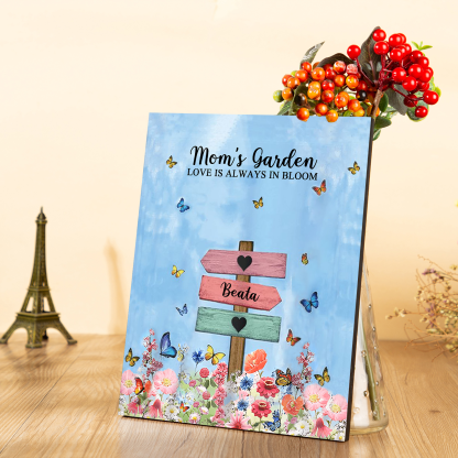 1 Name - Personalized Cute Elephant Style Home Frame Wooden Ornament with Customizable Text for Mom