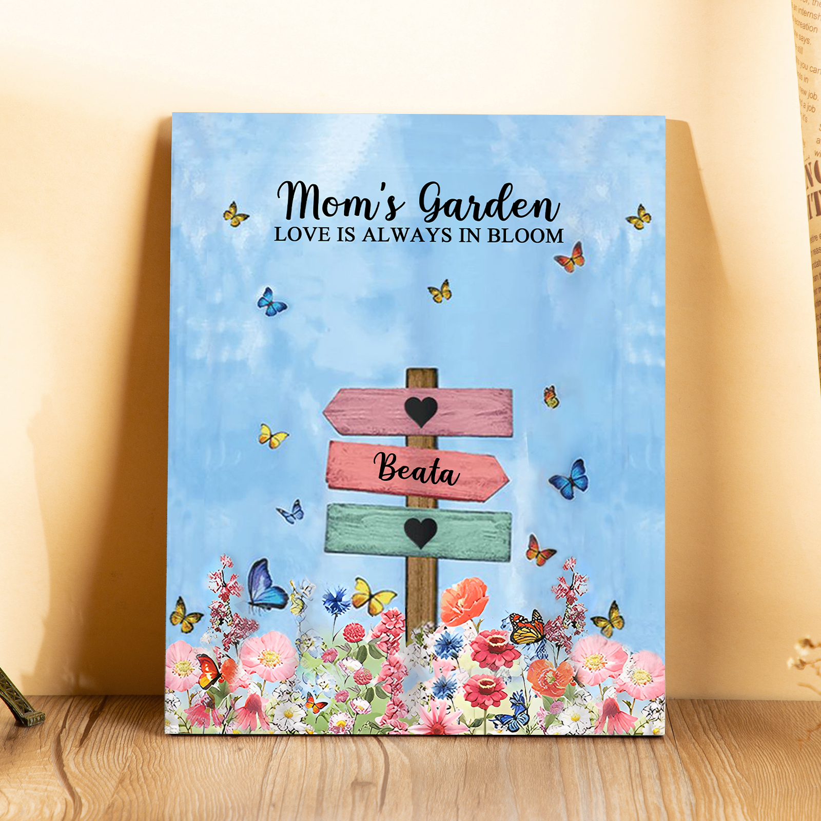 1 Name - Personalized Cute Elephant Style Home Frame Wooden Ornament w