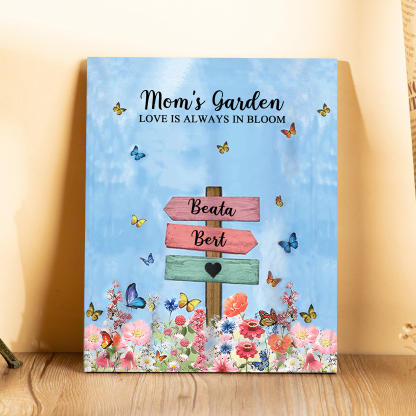 2 Names - Personalized Cute Elephant Style Home Frame Wooden Ornament 