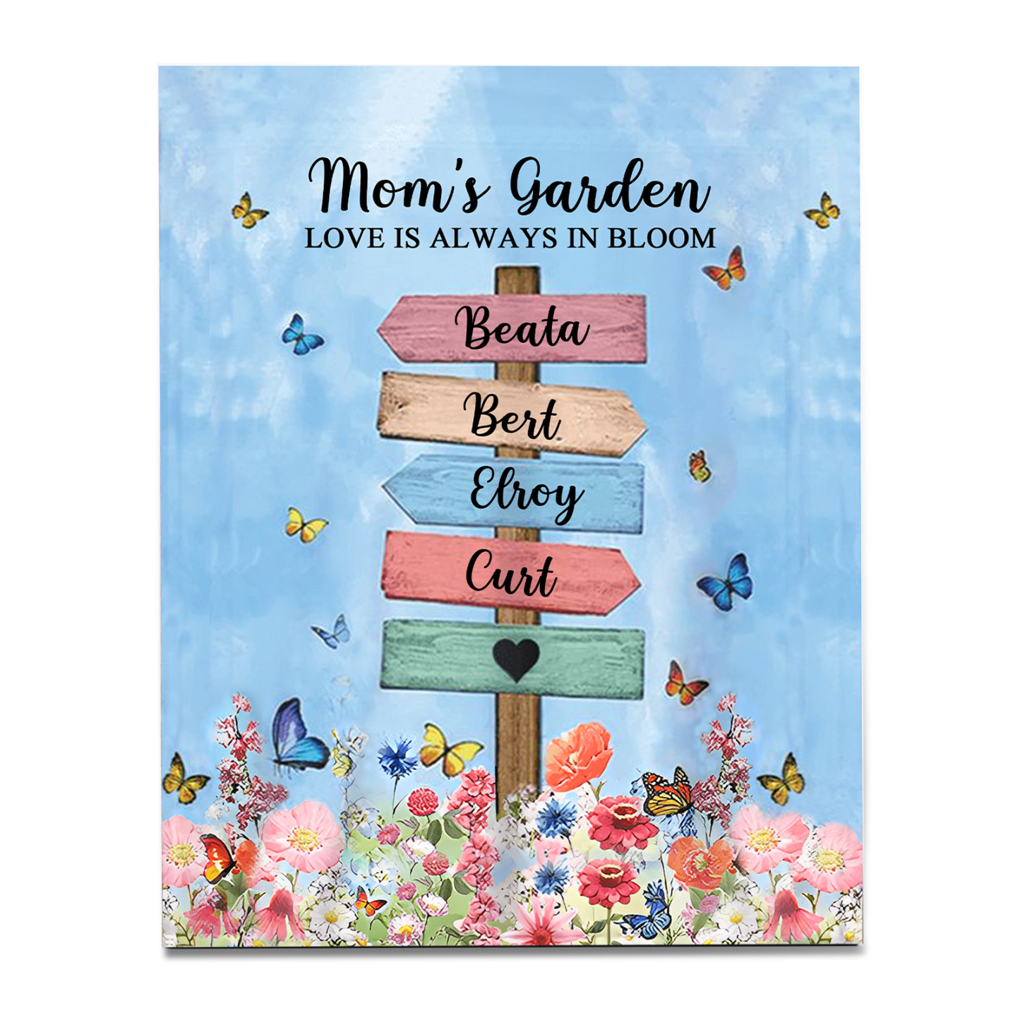 4 Names - Personalized Cute Elephant Style Home Frame Wooden Ornament with Customizable Text for Mom