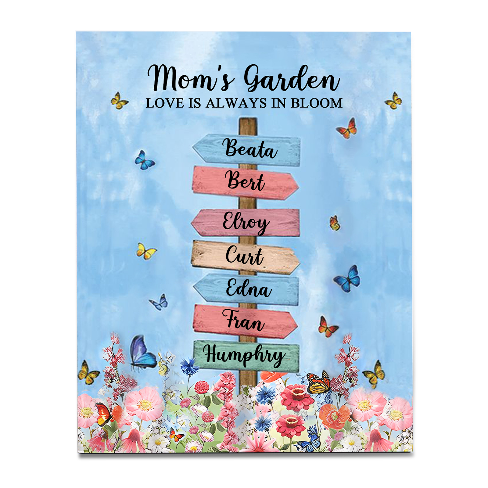 7 Names - Personalized Cute Elephant Style Home Frame Wooden Ornament with Customizable Text for Mom