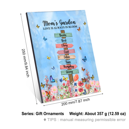 8 Names - Personalized Cute Elephant Style Home Frame Wooden Ornament with Customizable Text for Mom