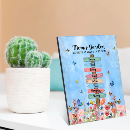 8 Names - Personalized Cute Elephant Style Home Frame Wooden Ornament with Customizable Text for Mom