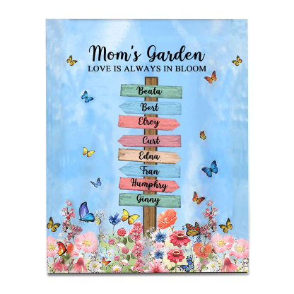 8 Names - Personalized Cute Elephant Style Home Frame Wooden Ornament with Customizable Text for Mom