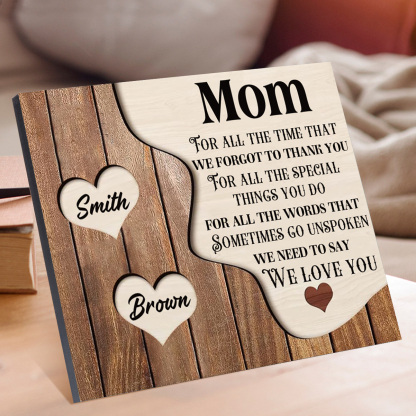 2 Names - Personalized Heart Vintage Wooden Wooden Painting, Home Frame Wooden Decor for Mom