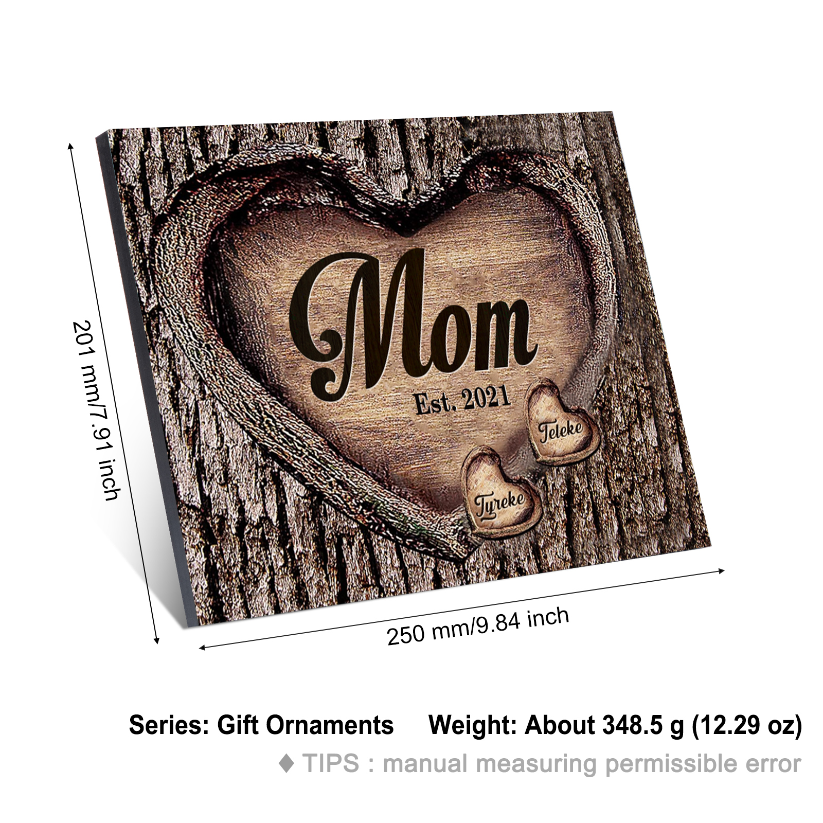 To Mom Heart Frame Personalized 2 Names And Date Wooden Ornament Home Decoration for Mom