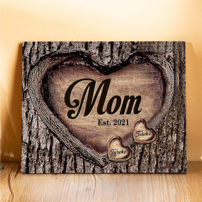 To Mom Heart Frame Personalized 2 Names And Date Wooden Ornament Home Decoration for Mom