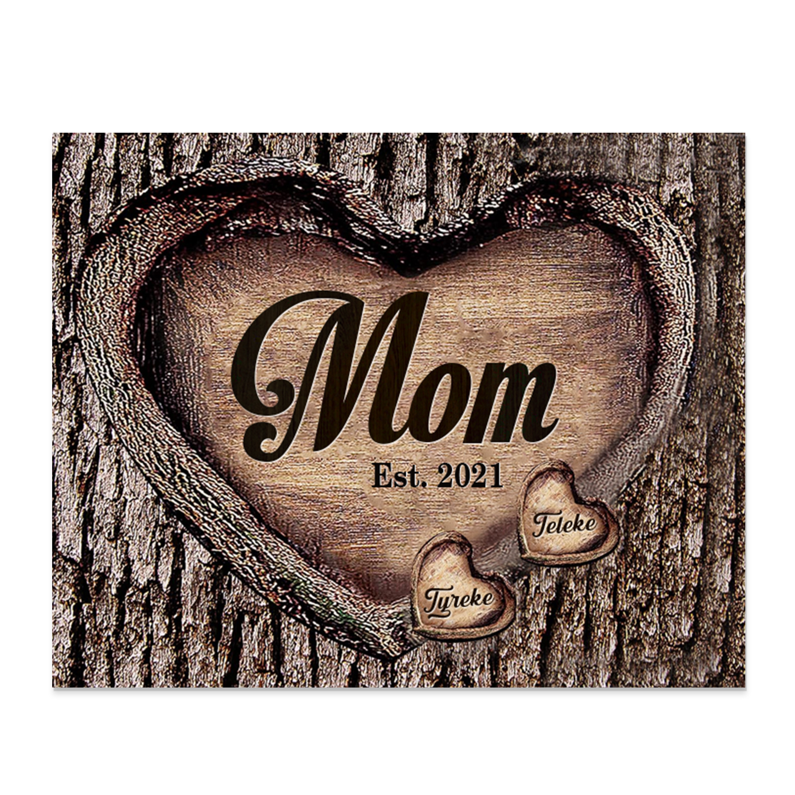 To Mom Heart Frame Personalized 2 Names And Date Wooden Ornament Home Decoration for Mom
