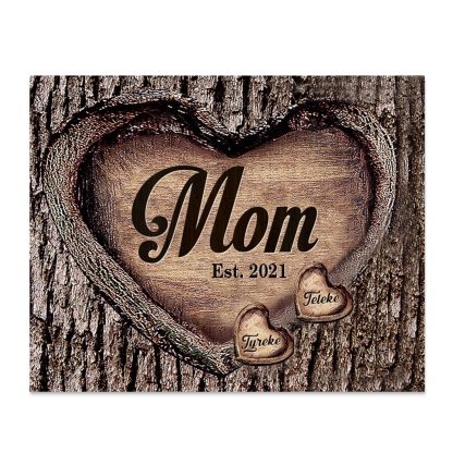To Mom Heart Frame Personalized 2 Names And Date Wooden Ornament Home Decoration for Mom