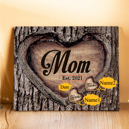 To Mom Heart Frame Personalized 2 Names And Date Wooden Ornament Home Decoration for Mom