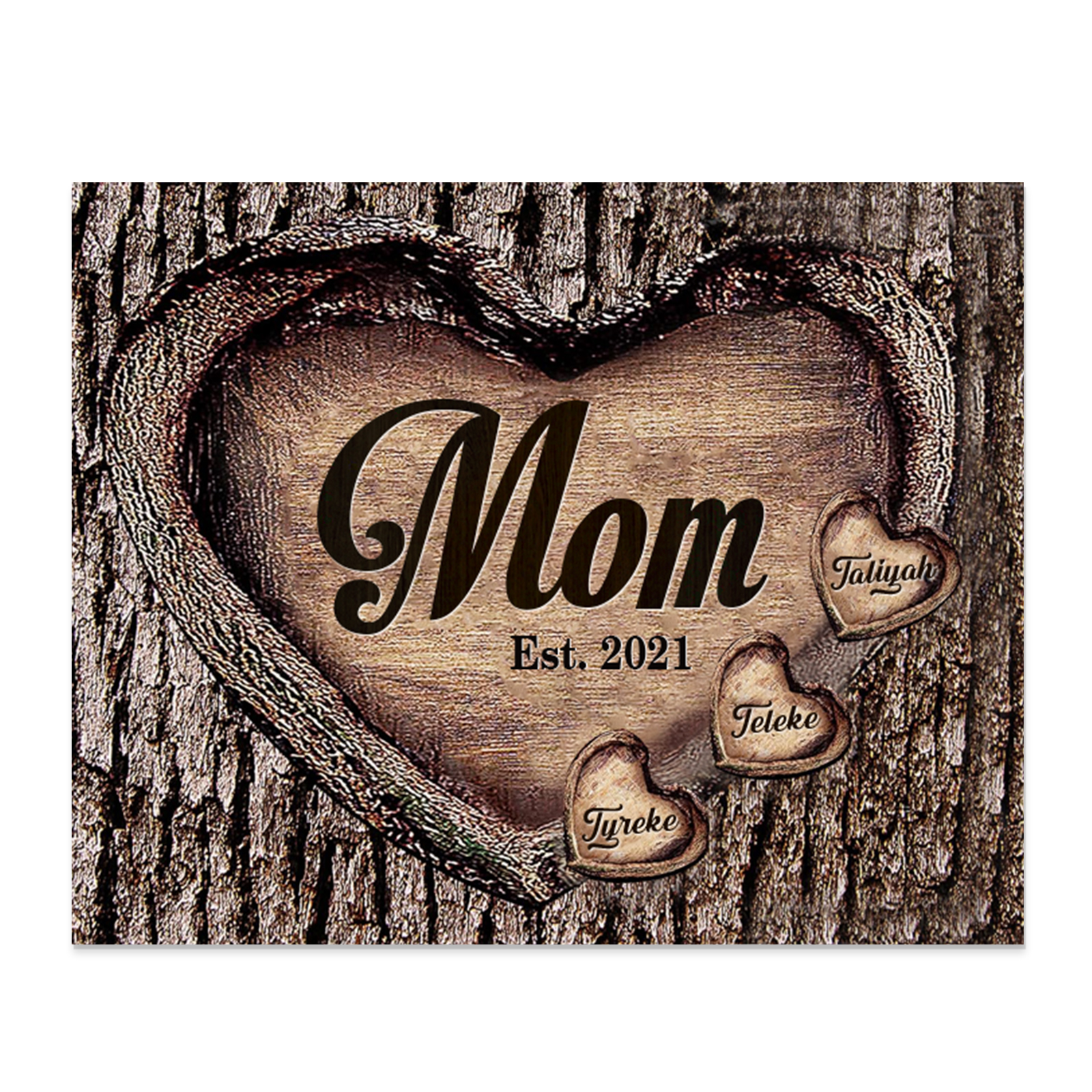 To Mom Heart Frame Personalized 3 Names And Date Wooden Ornament Home Decoration for Mom