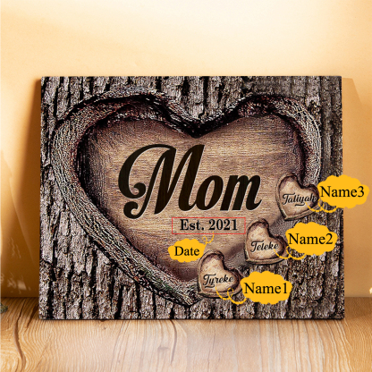 To Mom Heart Frame Personalized 3 Names And Date Wooden Ornament Home Decoration for Mom