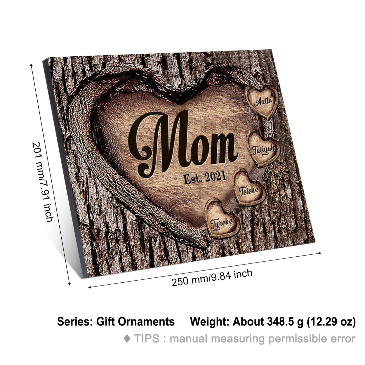 To Mom Heart Frame Personalized 4 Names And Date Wooden Ornament Home Decoration for Mom