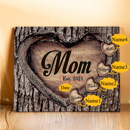 To Mom Heart Frame Personalized 4 Names And Date Wooden Ornament Home Decoration for Mom