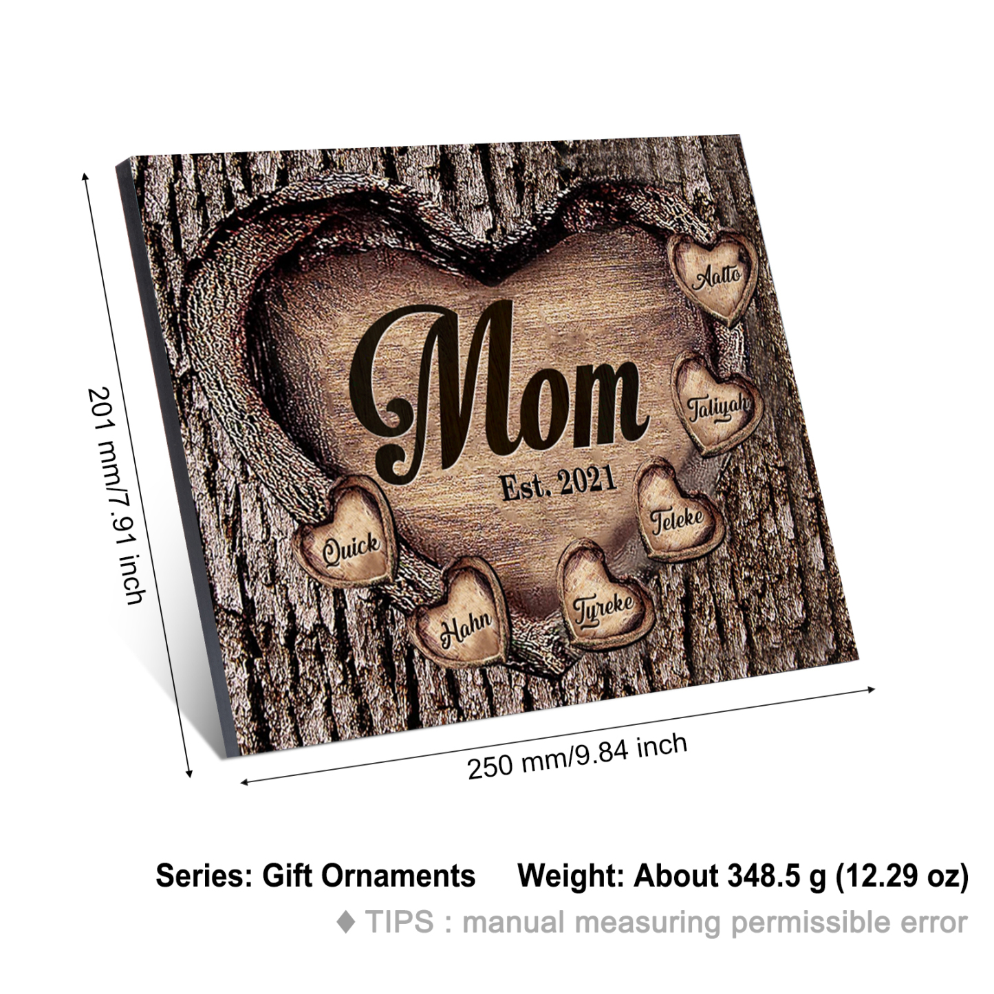 To Mom Heart Frame Personalized 6 Names And Date Wooden Ornament Home Decoration for Mom