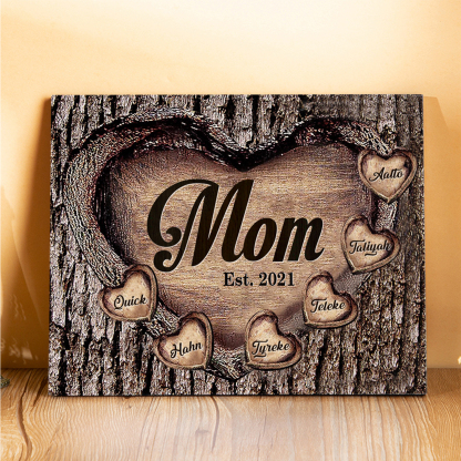 To Mom Heart Frame Personalized 6 Names And Date Wooden Ornament Home Decoration for Mom