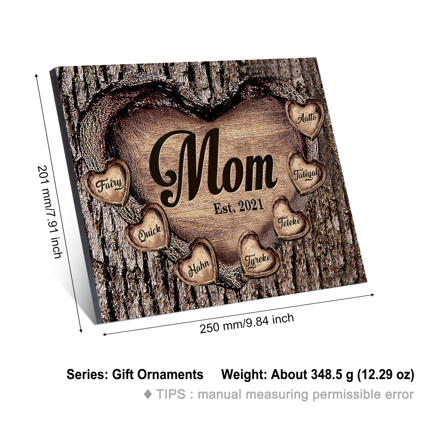 To Mom Heart Frame Personalized 7 Names And Date Wooden Ornament Home Decoration for Mom