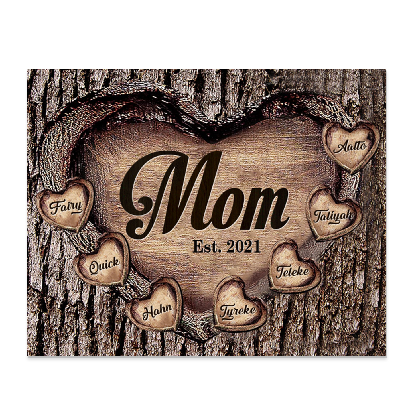 To Mom Heart Frame Personalized 7 Names And Date Wooden Ornament Home Decoration for Mom