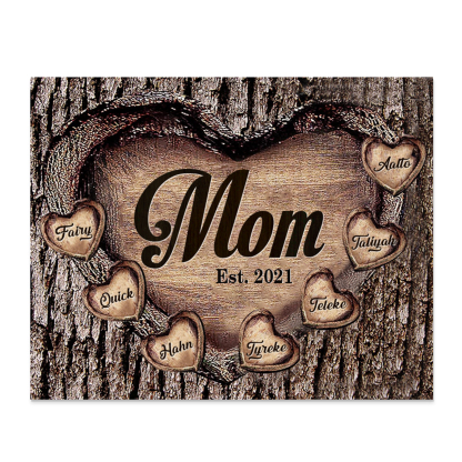 To Mom Heart Frame Personalized 7 Names And Date Wooden Ornament Home Decoration for Mom