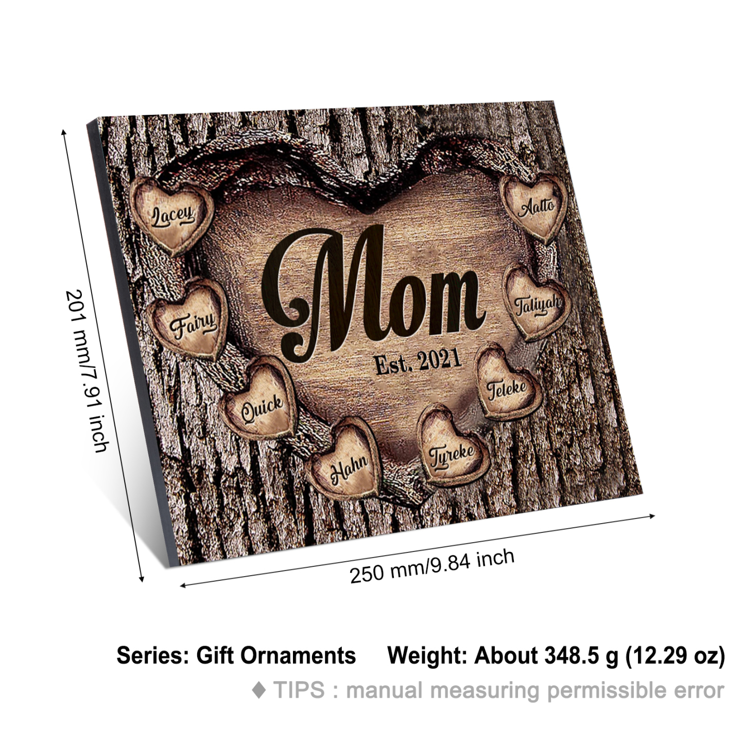 To Mom Heart Frame Personalized 8 Names And Date Wooden Ornament Home Decoration for Mom