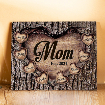 To Mom Heart Frame Personalized 8 Names And Date Wooden Ornament Home Decoration for Mom