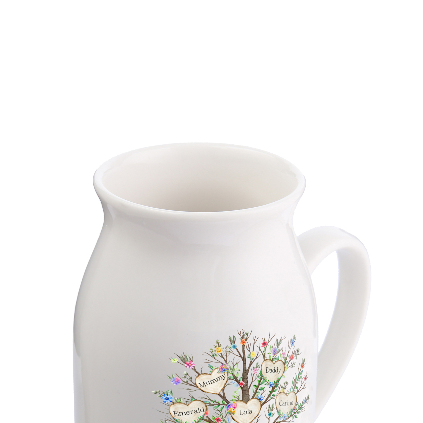 5 Names - Personalized Beautiful Family Tree Style Ceramic Vase with Customizable Names As a Special Gift For Mom/Dad
