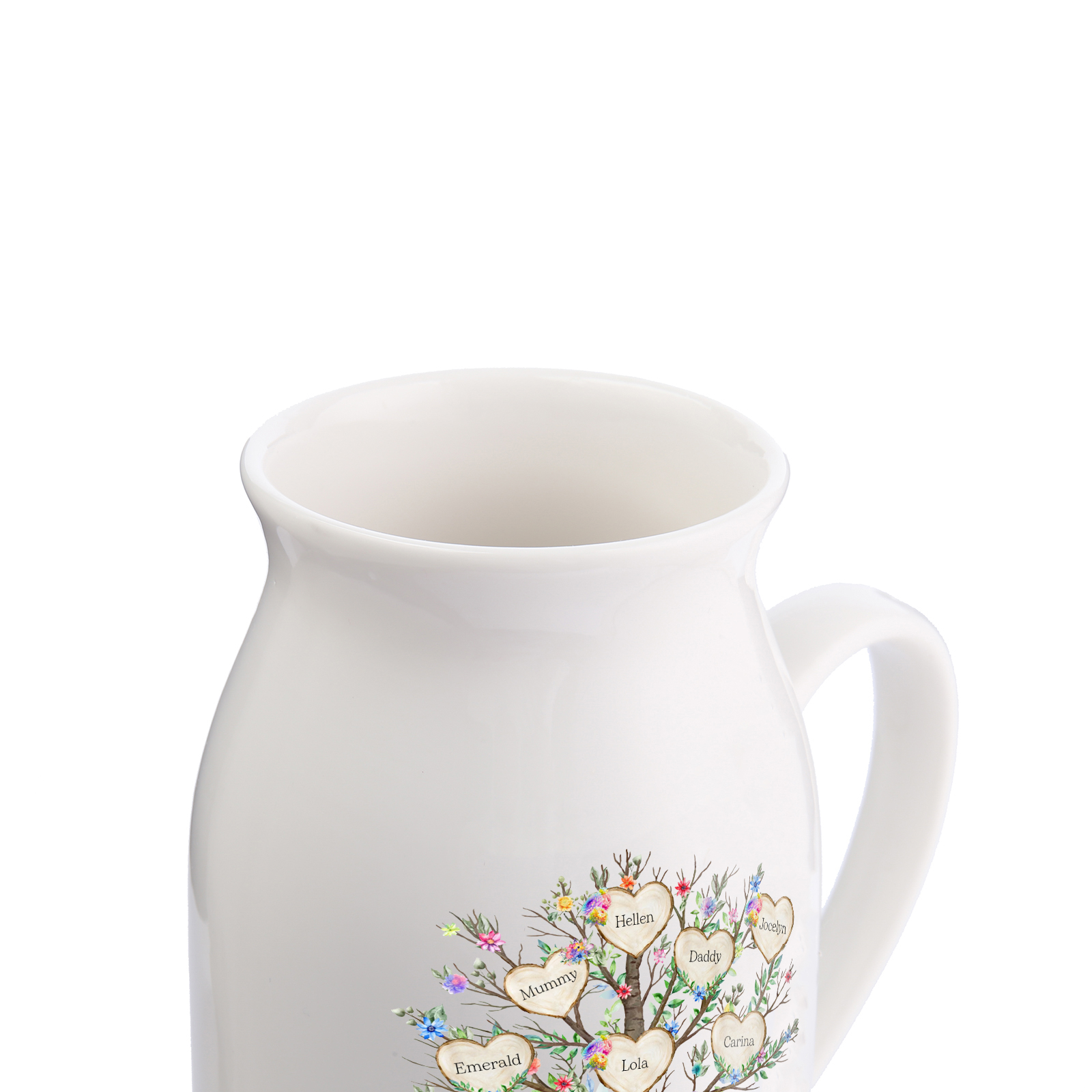 7 Names - Personalized Beautiful Family Tree Style Ceramic Vase with Customizable Names As a Special Gift For Mom/Dad