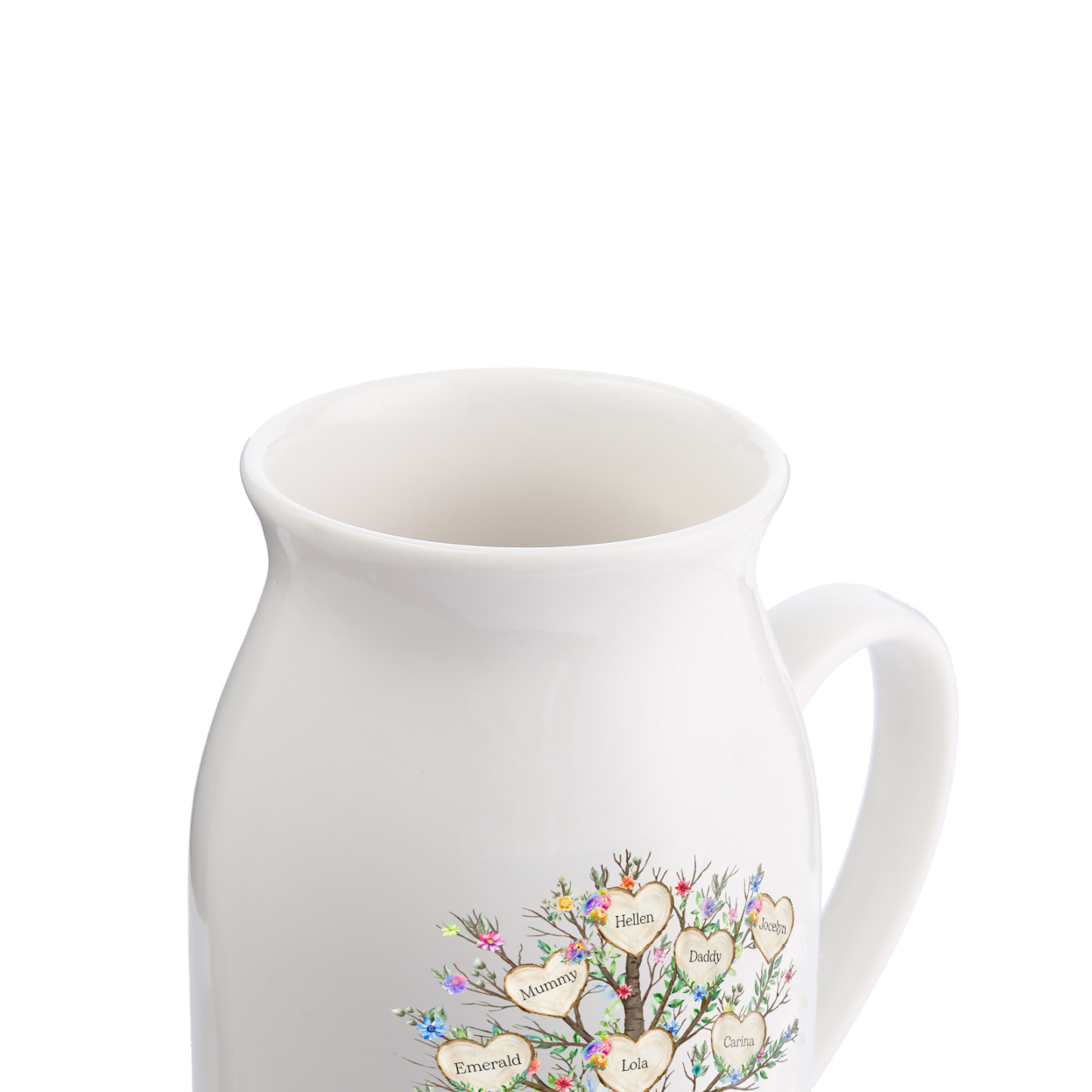7 Names - Personalized Beautiful Family Tree Style Ceramic Vase with Customizable Names As a Special Gift For Mom/Dad