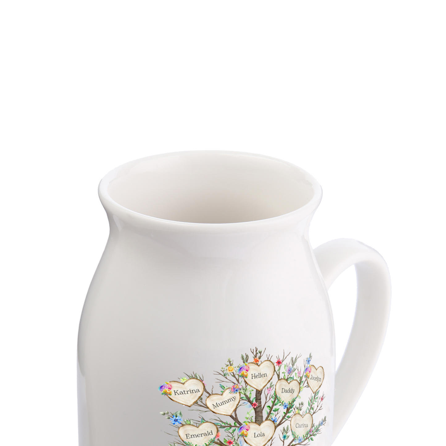 8 Names - Personalized Beautiful Family Tree Style Ceramic Vase with Customizable Names As a Special Gift For Mom/Dad