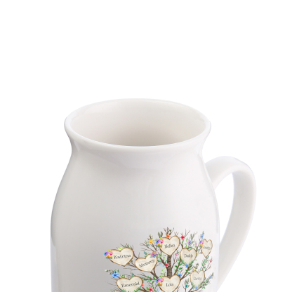 8 Names - Personalized Beautiful Family Tree Style Ceramic Vase with Customizable Names As a Special Gift For Mom/Dad