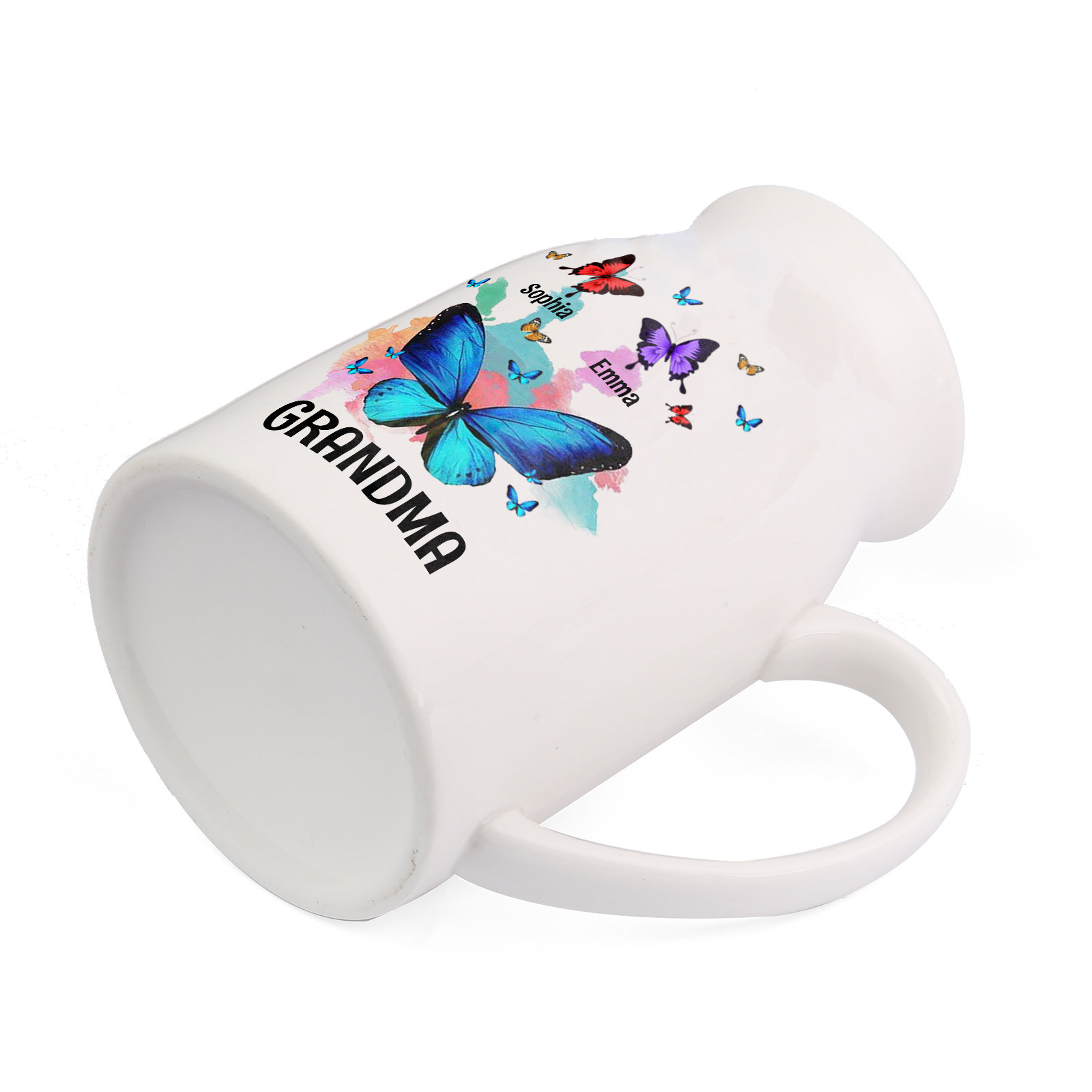 2 Names - Personalized Beautiful Colorful Butterfly Style Ceramic Vase with Customizable Names As a Wonderful Gift For Grandma