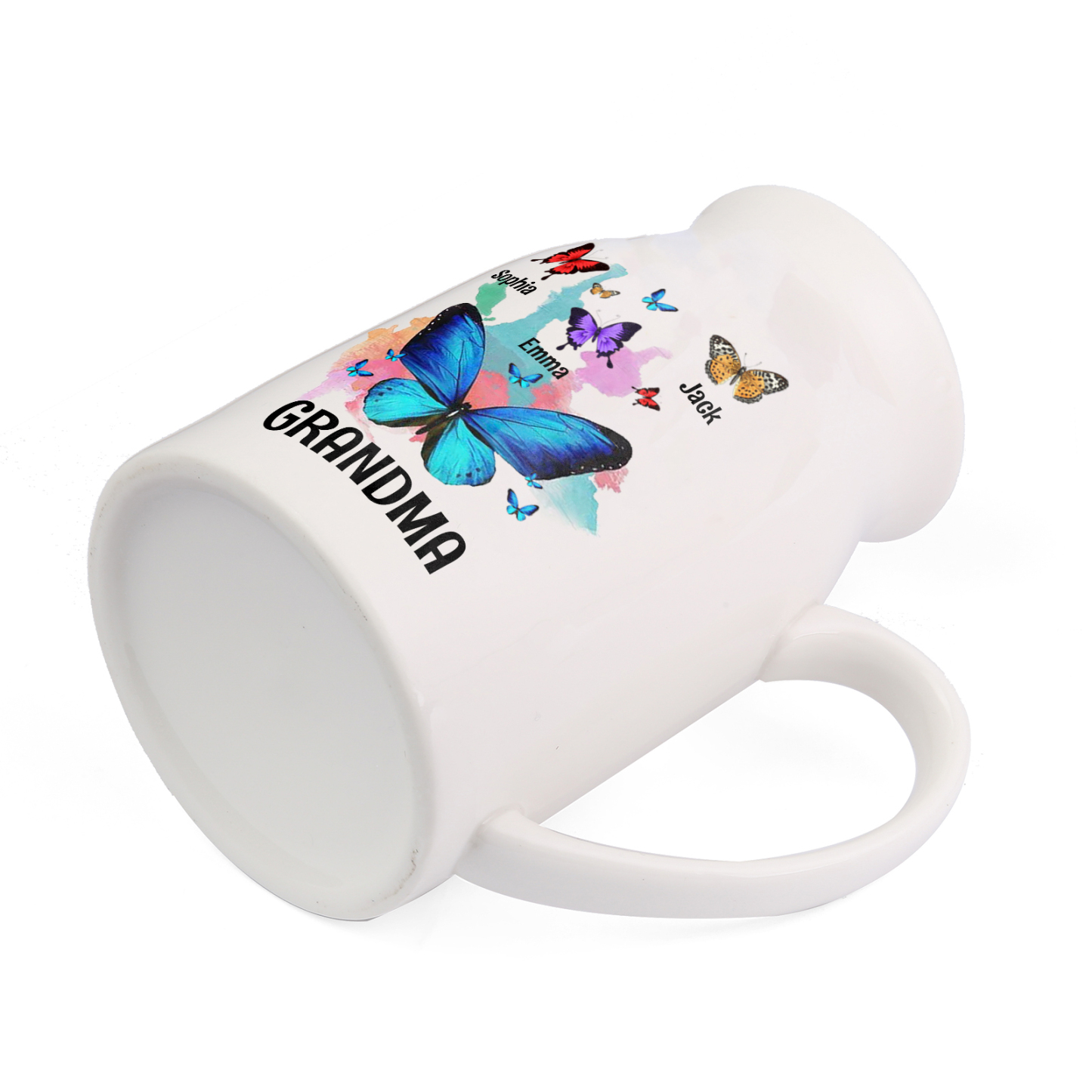 3 Names - Personalized Beautiful Colorful Butterfly Style Ceramic Vase with Customizable Names As a Wonderful Gift For Grandma