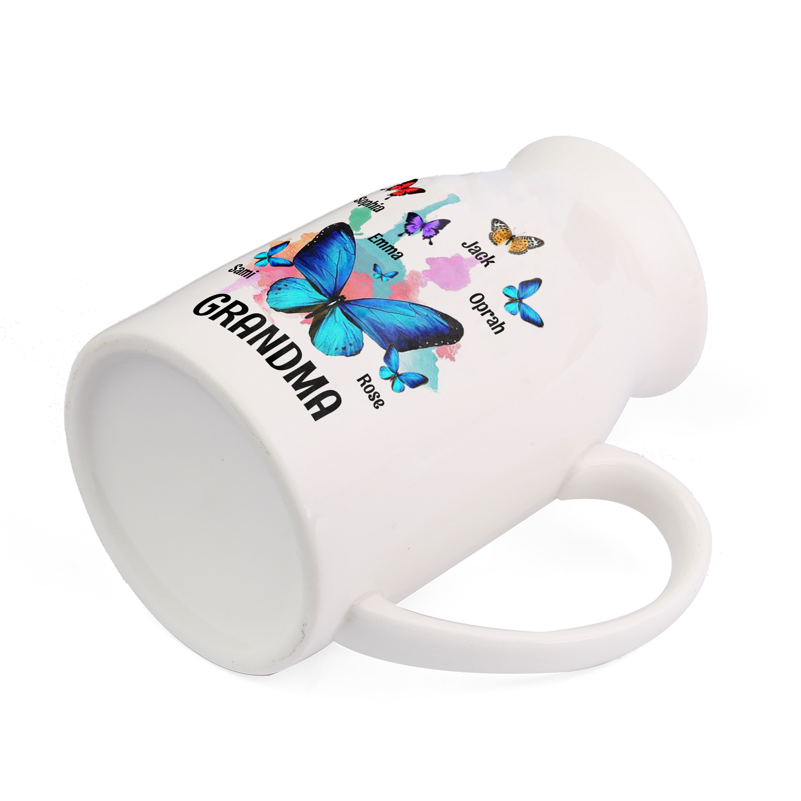 6 Names - Personalized Beautiful Colorful Butterfly Style Ceramic Vase with Customizable Names As a Wonderful Gift For Grandma