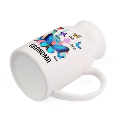 6 Names - Personalized Beautiful Colorful Butterfly Style Ceramic Vase with Customizable Names As a Wonderful Gift For Grandma
