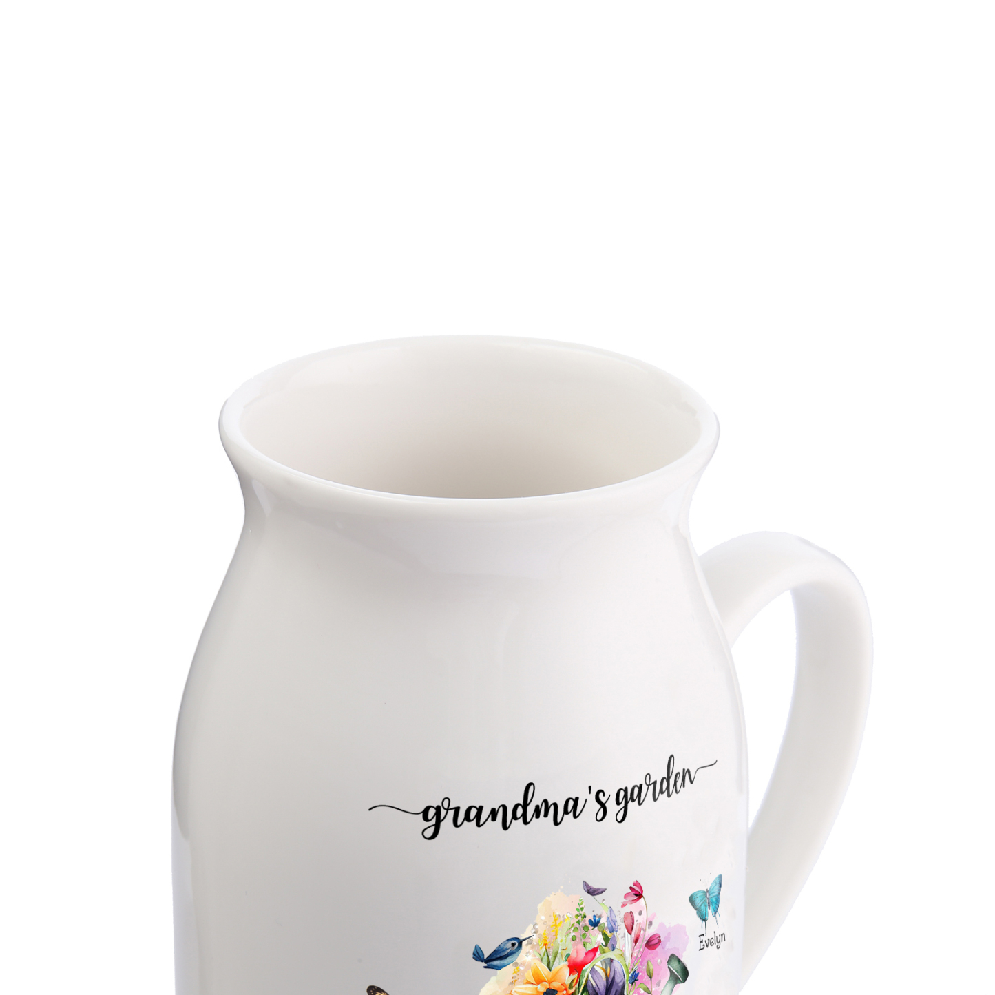 2 Names - Personalized Name "Grandma's Garden" Ceramic Vase as a Gift for Grandma