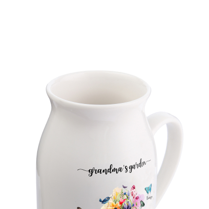 2 Names - Personalized Name "Grandma's Garden" Ceramic Vase as a Gift for Grandma