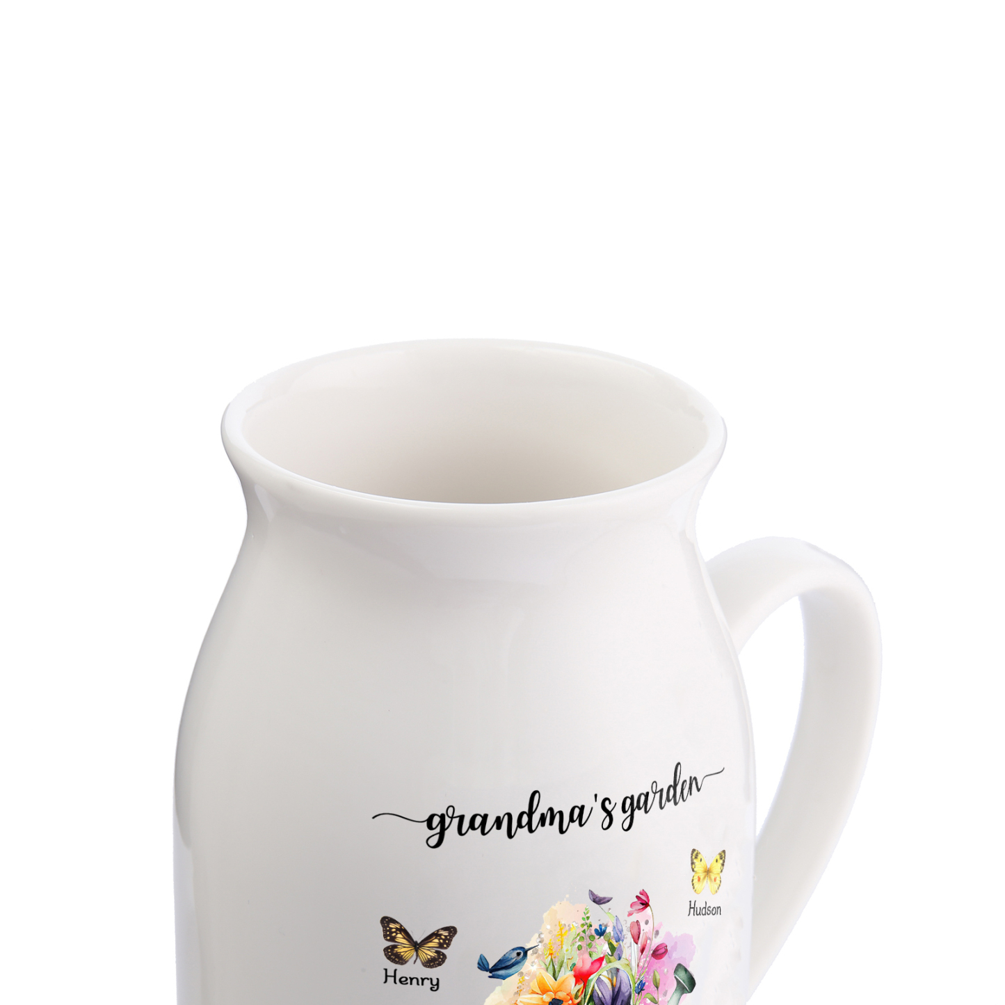 4 Names - Personalized Name "Grandma's Garden" Ceramic Vase as a Gift for Grandma