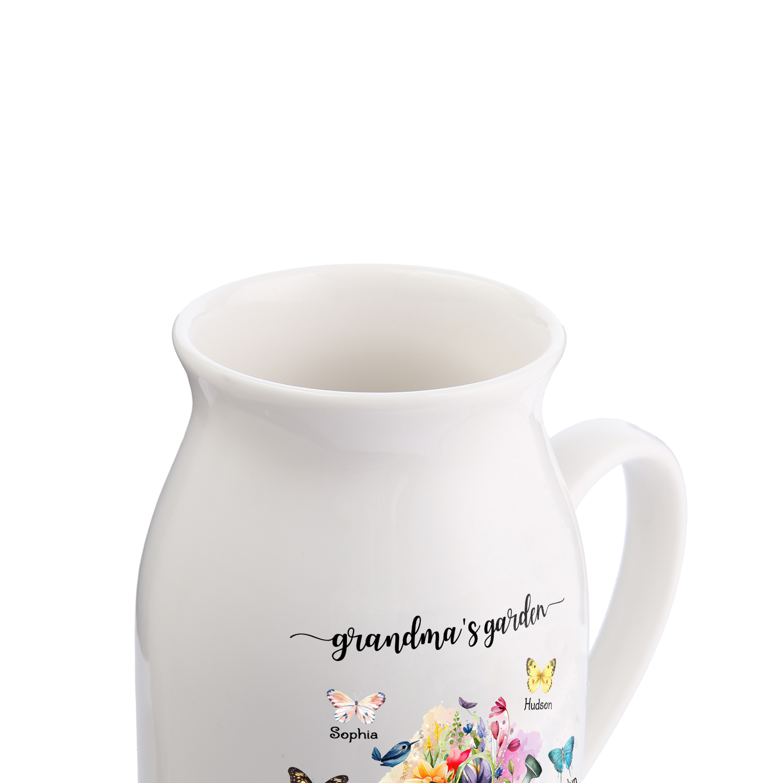 6 Names - Personalized Name "Grandma's Garden" Ceramic Vase as a Gift for Grandma