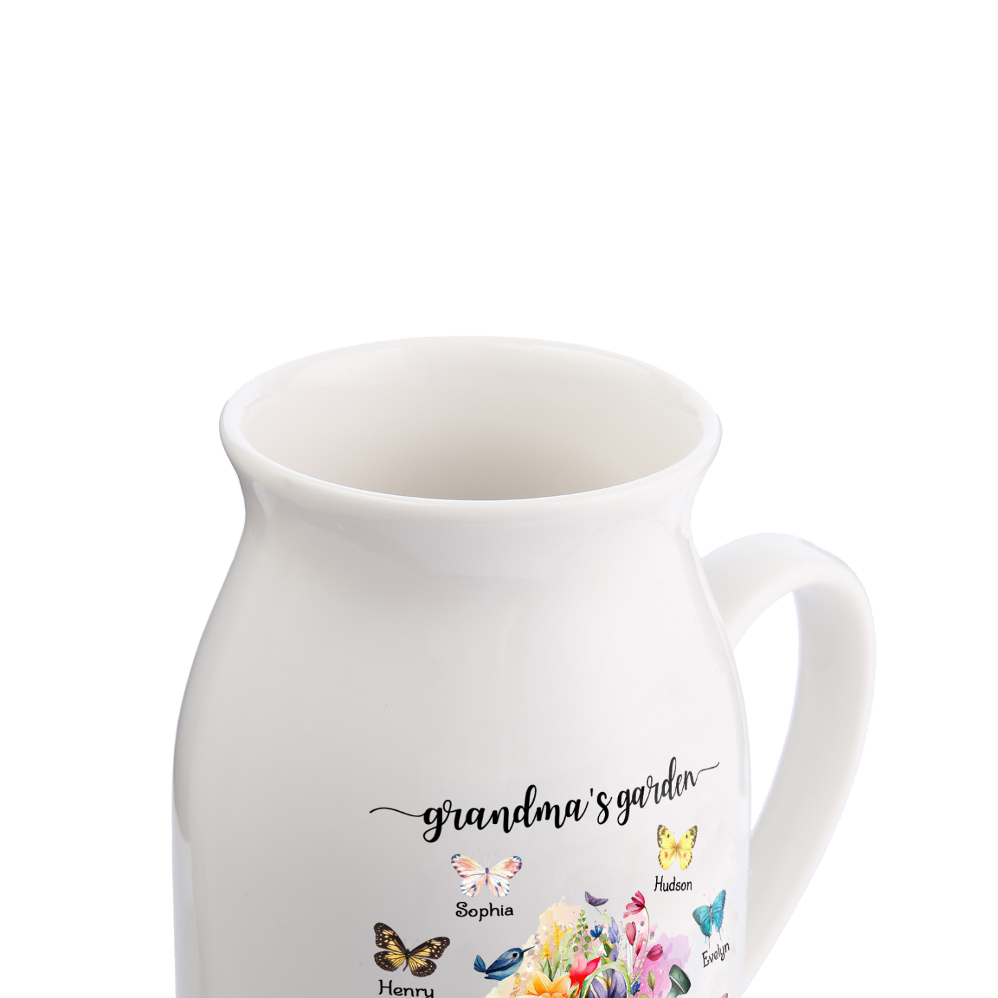 8 Names - Personalized Name "Grandma's Garden" Ceramic Vase as a Gift for Grandma