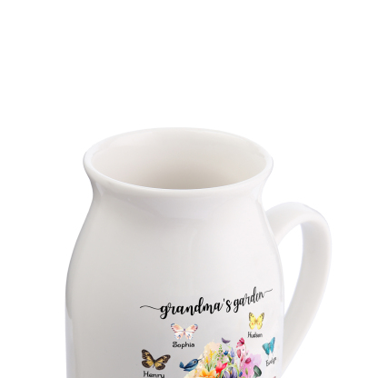 8 Names - Personalized Name "Grandma's Garden" Ceramic Vase as a Gift for Grandma