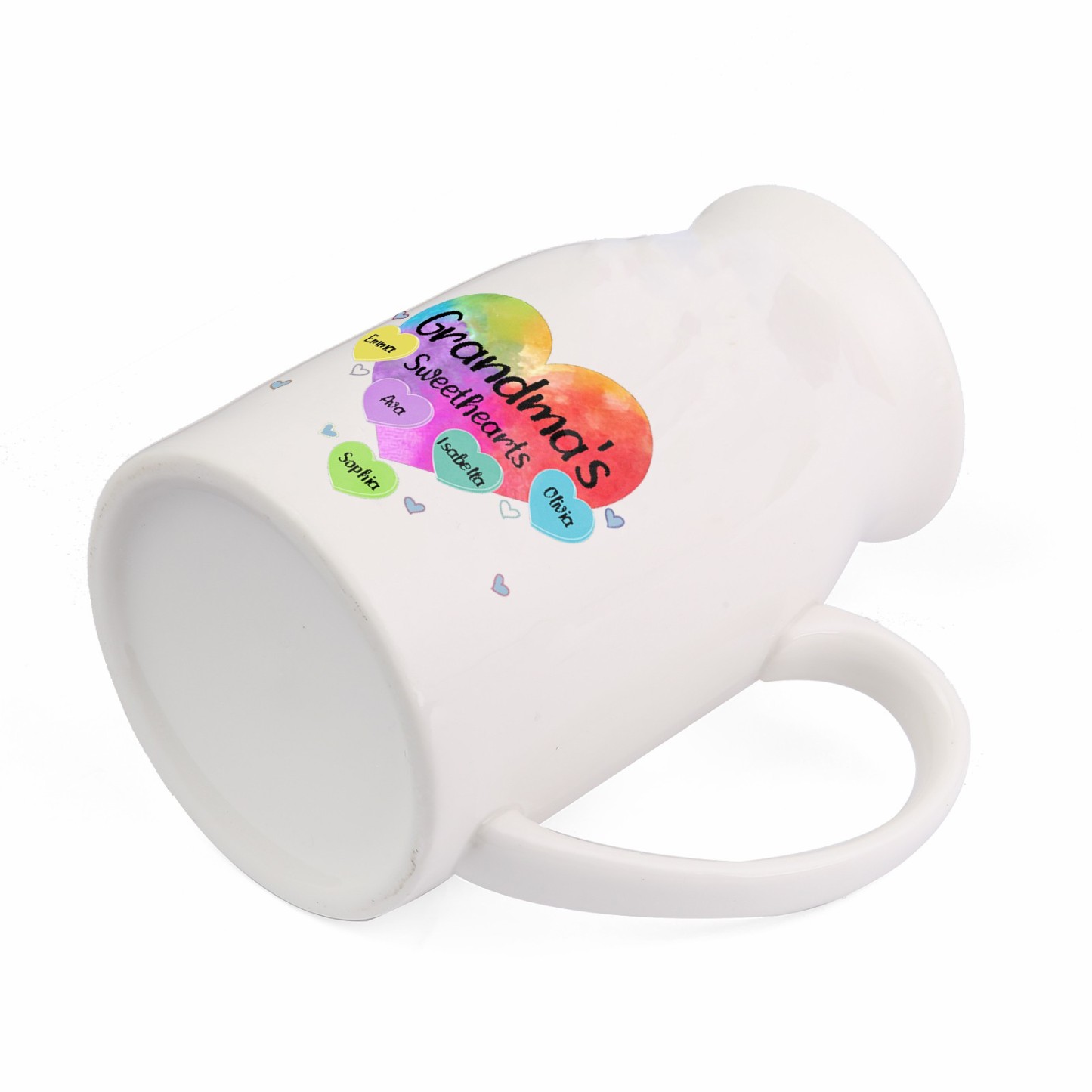 5 Names - Personalized Customizable Name Colorful Love Heart Style Ceramic Vase as a Gift for Grandma