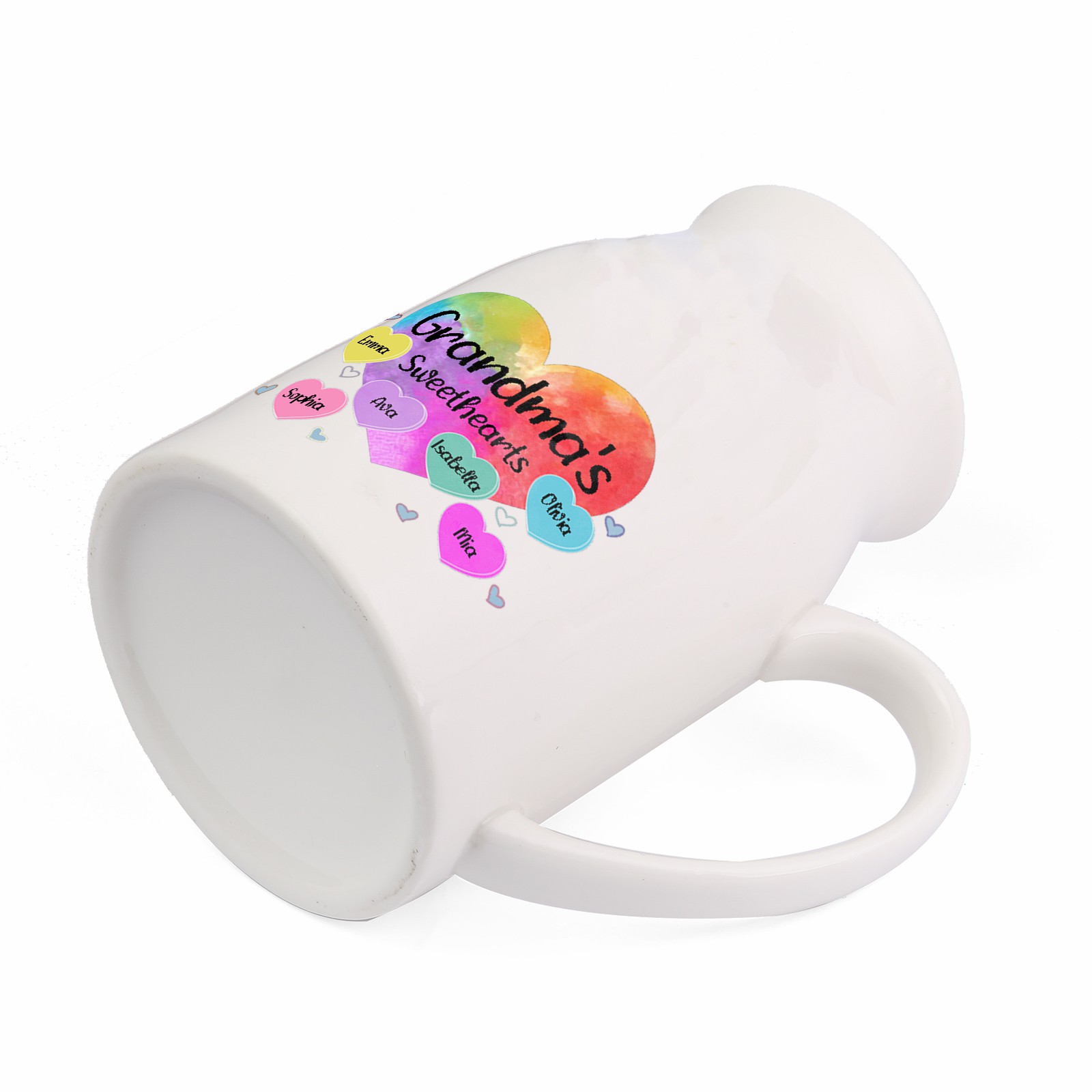 6 Names - Personalized Customizable Name Colorful Love Heart Style Ceramic Vase as a Gift for Grandma