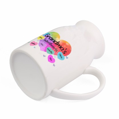 6 Names - Personalized Customizable Name Colorful Love Heart Style Ceramic Vase as a Gift for Grandma