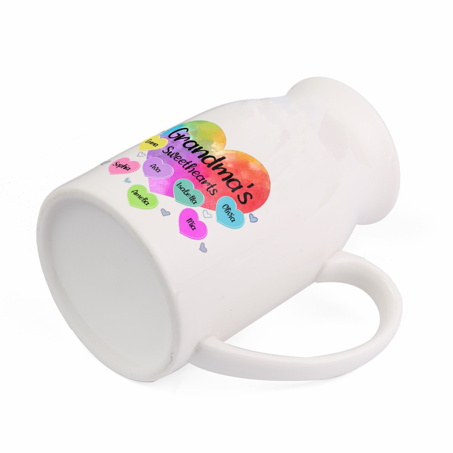 7 Names - Personalized Customizable Name Colorful Love Heart Style Ceramic Vase as a Gift for Grandma