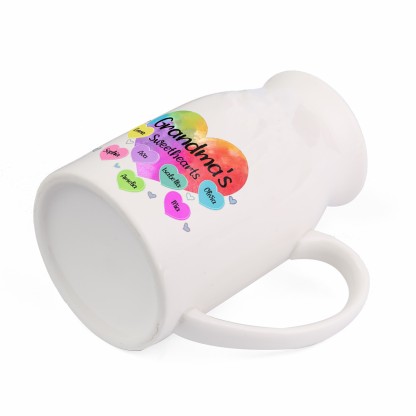 7 Names - Personalized Customizable Name Colorful Love Heart Style Ceramic Vase as a Gift for Grandma